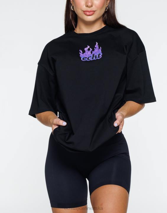 ECHT PBVJ192 odjeća crno žene fire oversize tee