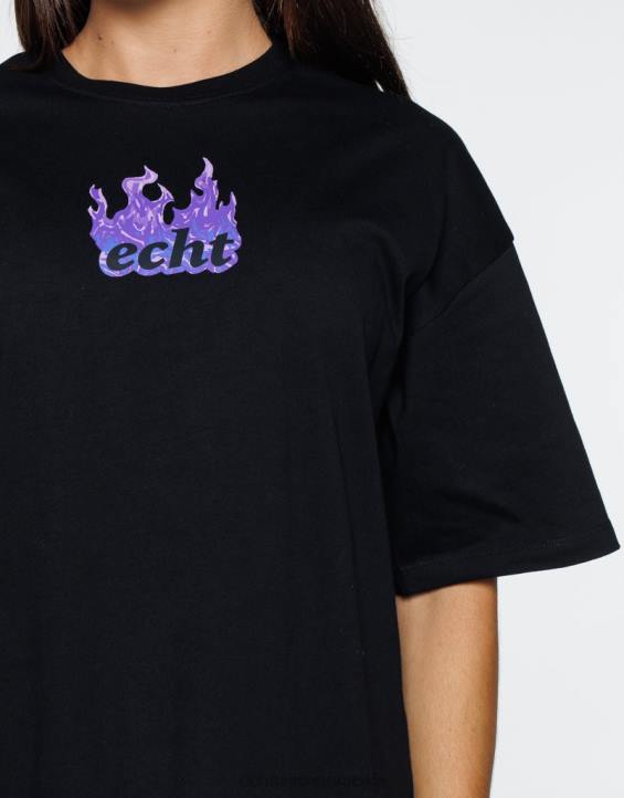 ECHT PBVJ192 odjeća crno žene fire oversize tee